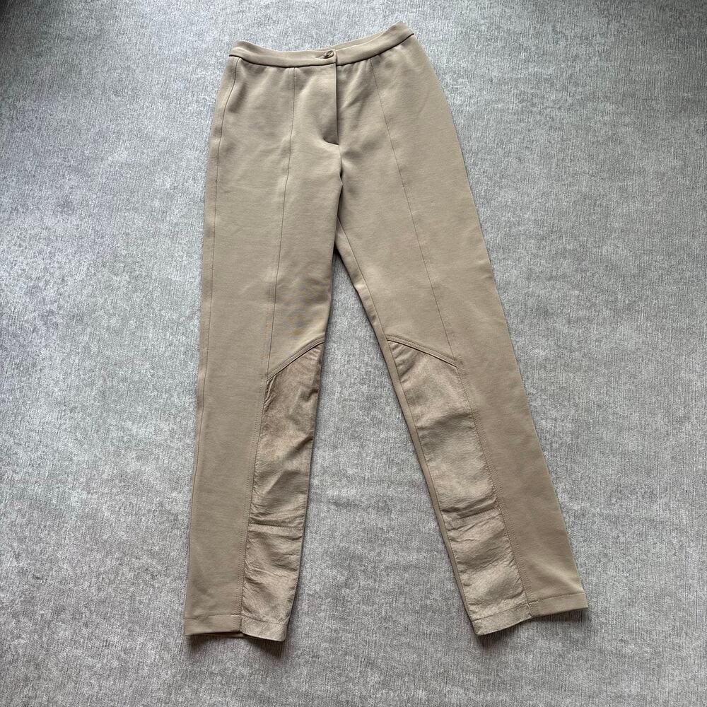 Beige Suede Panel Trousers - Picture 5 of 8
